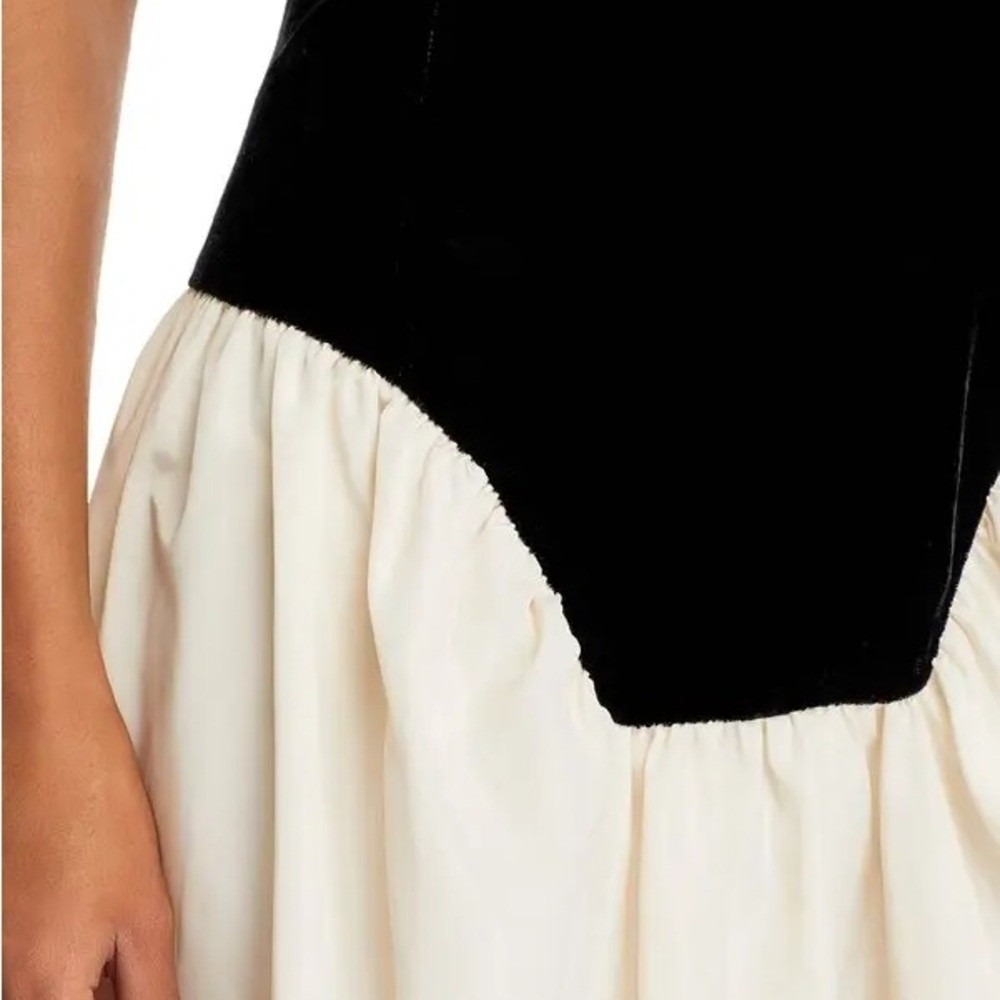RHODE Georgina Color Block MIDI Dress US 2 Black Velvet Cream - Picture 5 of 14